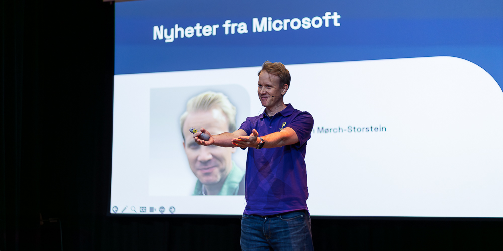 Ole Kristian Mørch-Storstein presenterer nyheter fra Microsoft